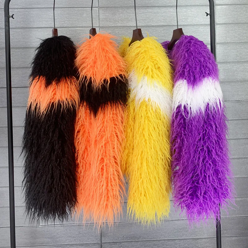 Faux Fur Women Short Coats Jackets Coat Thick Warm Y2k Streetwear Jacket Elegant Work Outerwear Round Neck Autumn Winter