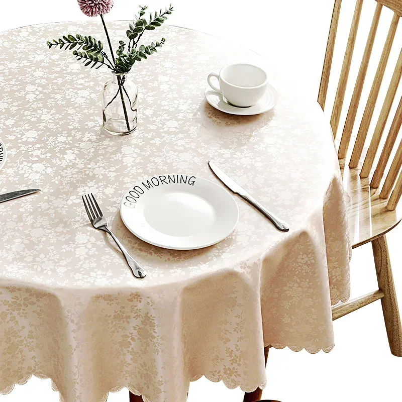 Premium Hotel PU Table Cloth Waterproof, Oil Resistant, Wash Free, and Scald Resistant Round Table Cloth