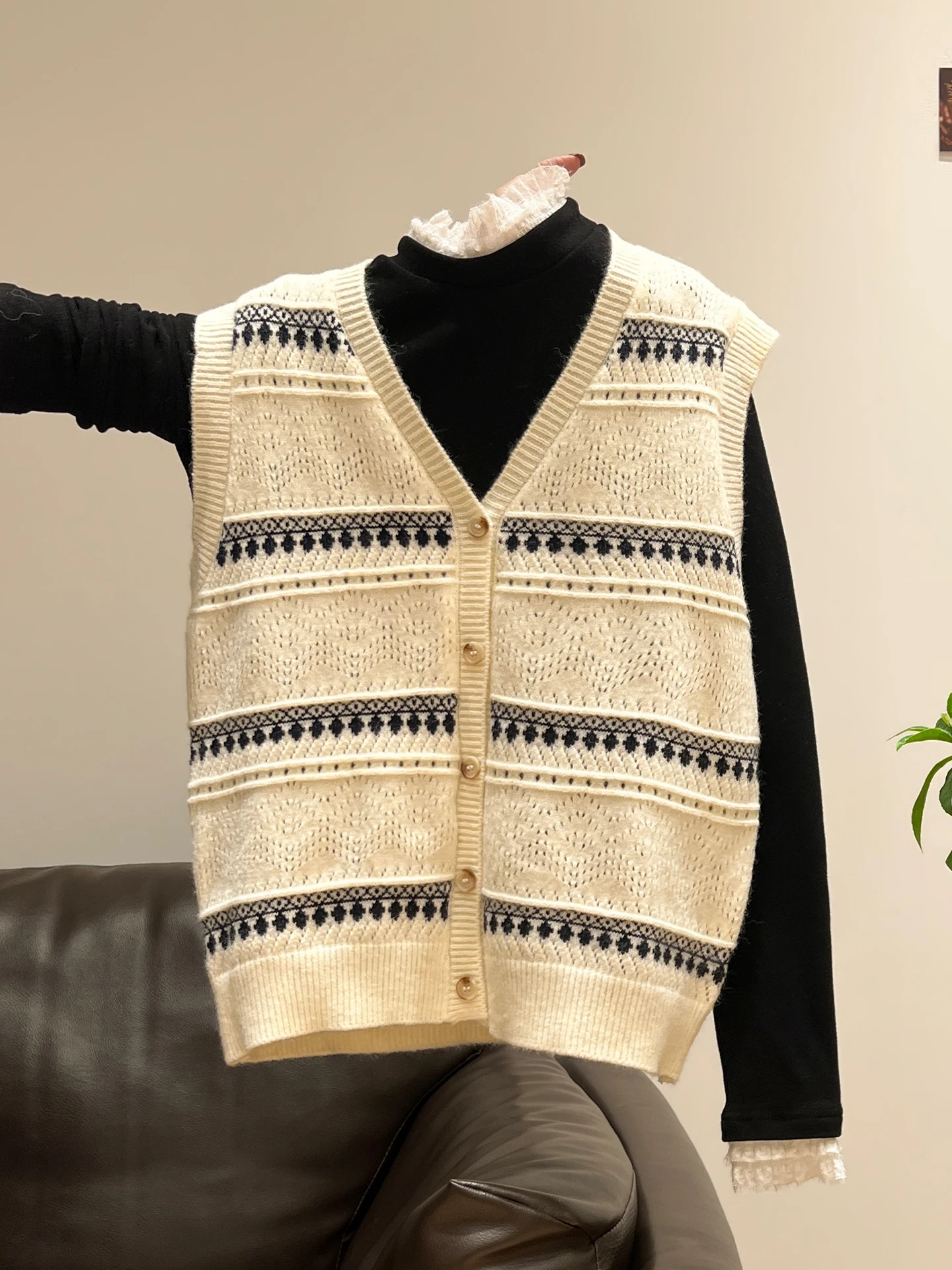 レディースニットロングスリーブベストトップセット秋冬アウターカーディガンレーストリムベースirtインナーウェア通勤sle