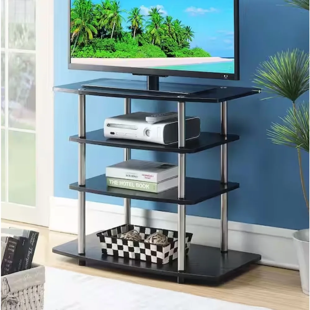 

31.5 in. Black Particle Board TV Stand Fits TVs Up to 32 in. with Cable Management