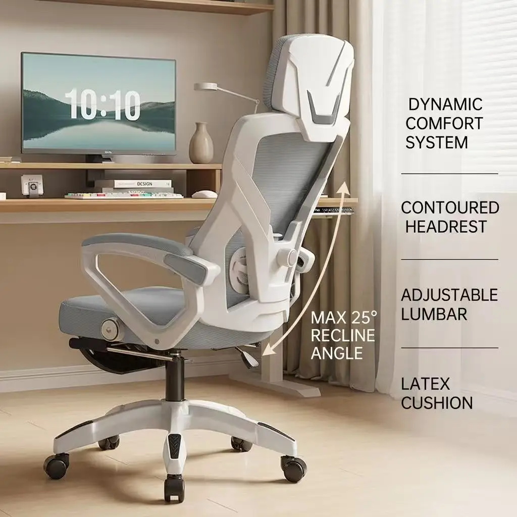 Ergonomic Gaming Office Chair With Footrest High Back Reclining Computer Chair Adjustable Lumbar