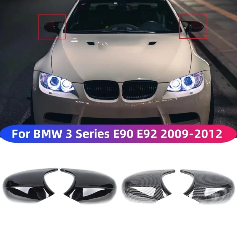 

For BMW 3 Series E90 E92 E93 Carbon fiber Gloss Black Wing Rearview Mirror Cover Cap Trim Replacement 2009-2012