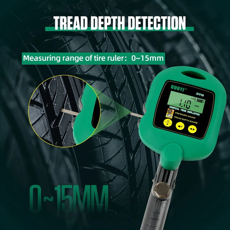 DUOYI DY19 Car Tire Pressure Tire Pattern Depth Detection Parts Kit Digital Display Car Refueling