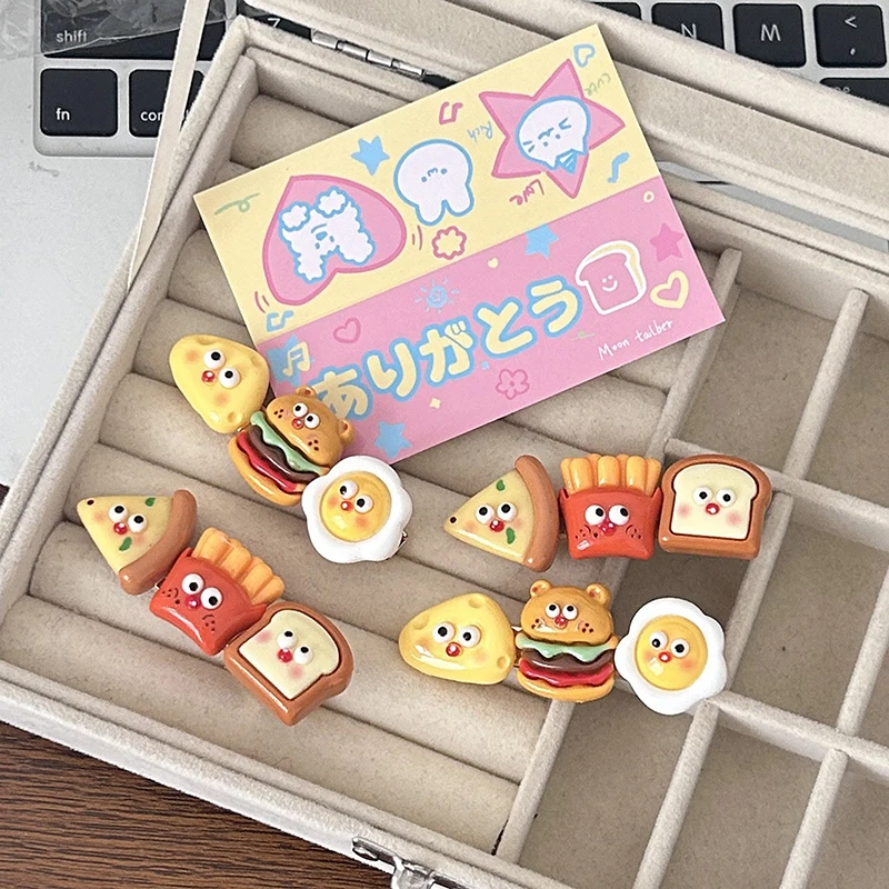 Kawaii Cartoon Pizza Burger French Fries Simulation Food Hair Clip For Women Girls Versatile Side Clip Funny Hair Accessories