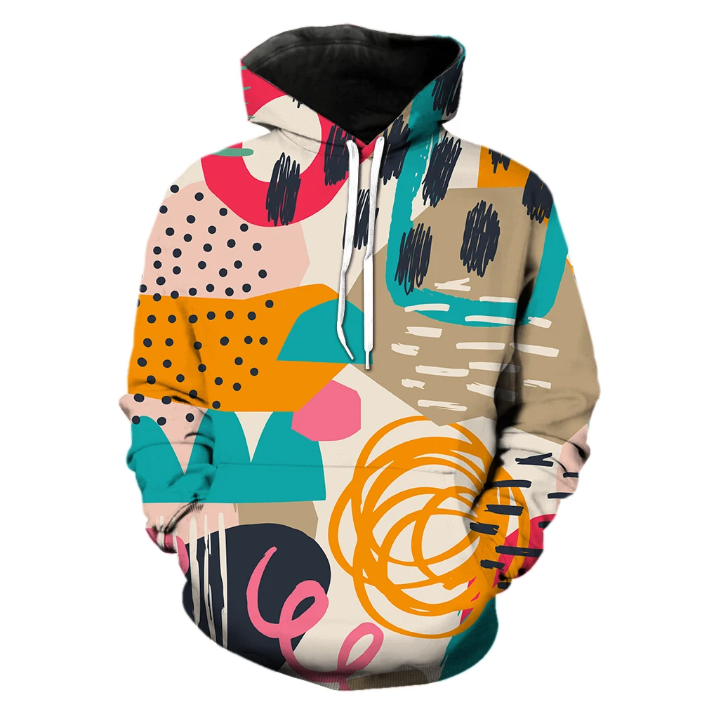 Abstract Art Graffiti Men's Hoodies Casual 2022 Hot Sale Fashion Spring 3D Printed With Hood Jackets Cool Tops Oversized Teens