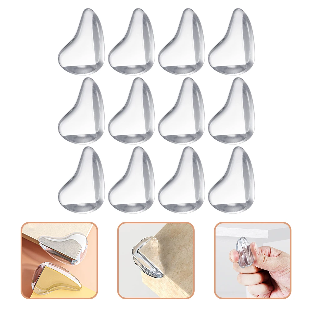 

12Pcs Baby Proofing Corner Bumpers Silicone Transparent Self Adhesive Safety Protectors for Table Desk Crib Furniture Edges