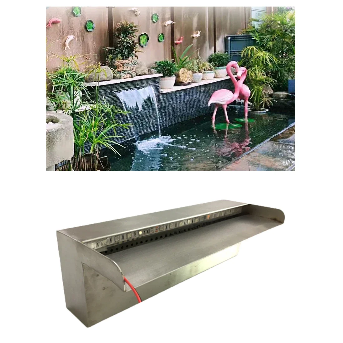 

Courtyard pool landscape stainless steel stacked water waterfall water curtain wall water fountain garden fish pond circulation