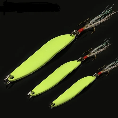 Imagen 2 del producto Cuchara luminosa de Metal de 5g, 7g, 10g, 13g, cebo giratorio, señuelo de Pesca duro, lentejuelas con anzuelos de plumas, aparejos de Pesca Wobbler Bass