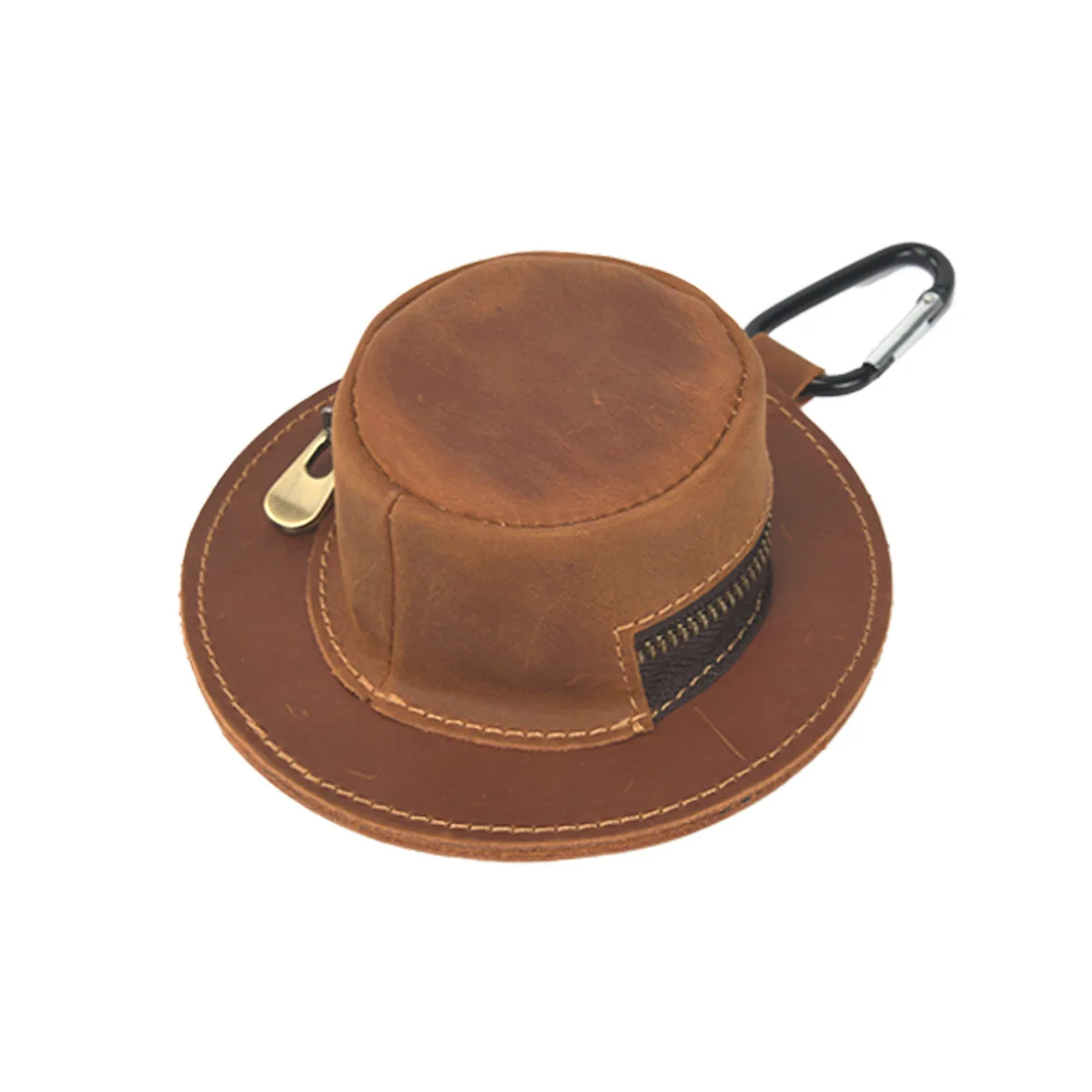 New Lady Coin Bag Crazy Horse Leather Personalized Creative Hat Coin Purse Loose Coin Storage Bag Waist-Hanging Small Wallet