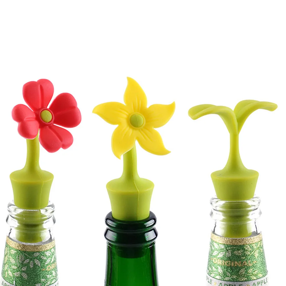 

4 Pcs Silicone Stopper Sealed Bottle Caps Wear Resistant Anti Rust Creative Design Delicate Flower Plugs Kitchen Bar
