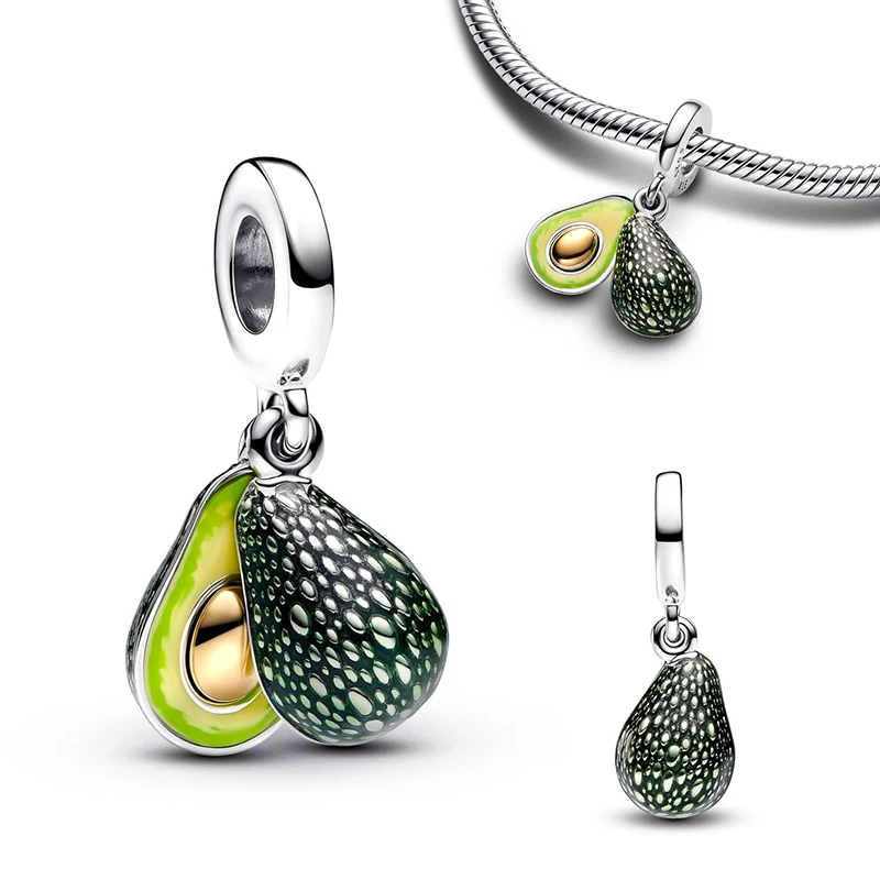 2024 New in Favorite Avocado Charms Beads Fits 3mm Original Bracelet 925 Silver Women Necklace DIY Charms Fine Jewelry Gifts