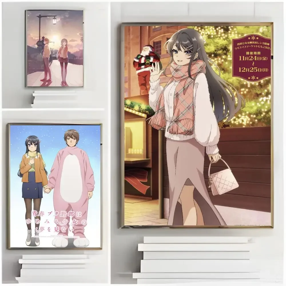 الوغد لا يحلم الأرنب فتاة Senpai أنيمي ملصق فني ملصق الفيلم جدارية الأسرة غرفة الأطفال جدار الديكور طباعة هدية #4