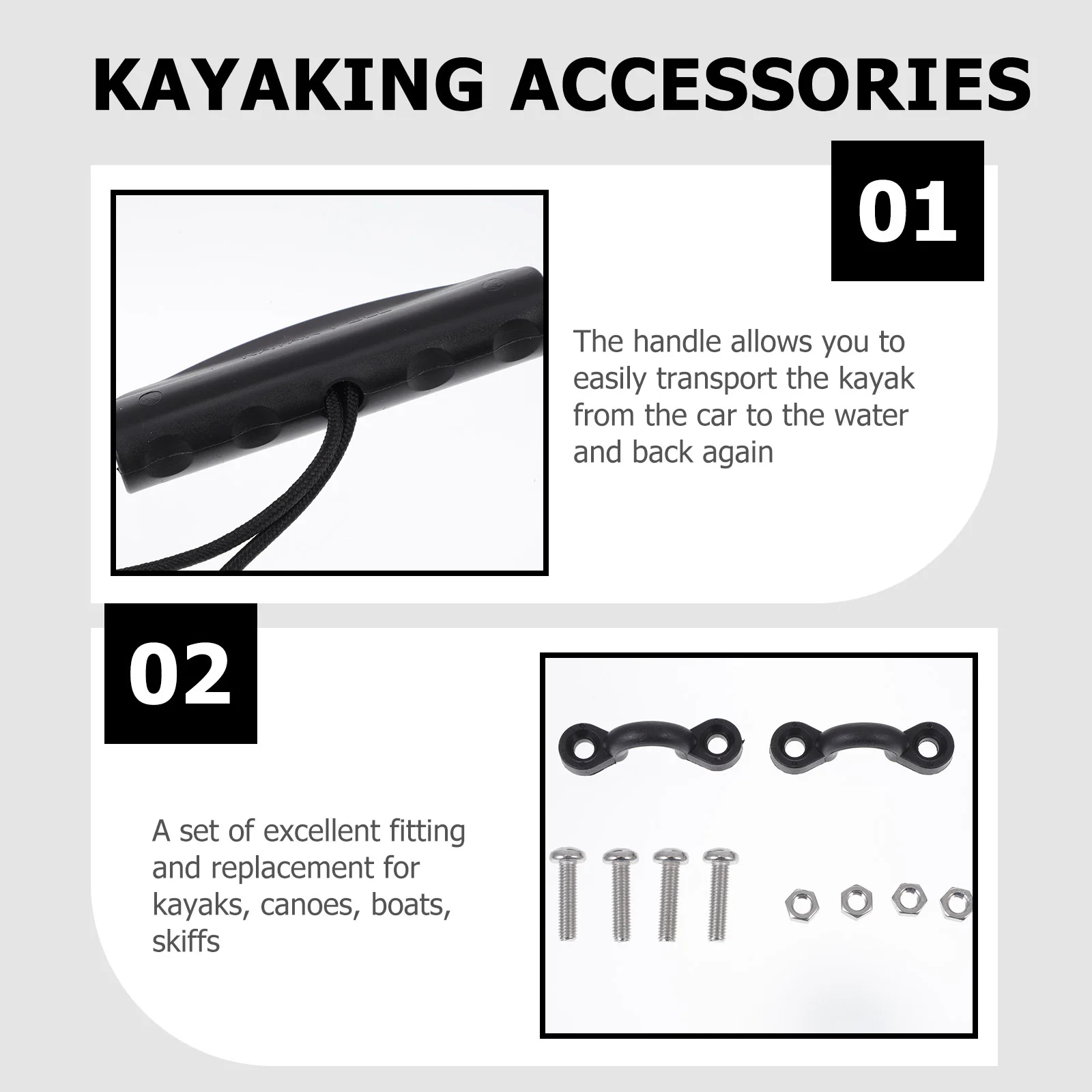 

14pcs Kayak Pull Handles Black Comfortable Grip For Easy Transport Boat Carry Handle Set Kayak Accessories Water Sports