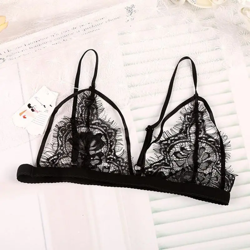 Womens Cami Bra Crop Top Bra Sexy Lace Bralette Busiter Lingerie Wire-Free Unlined Bra Top