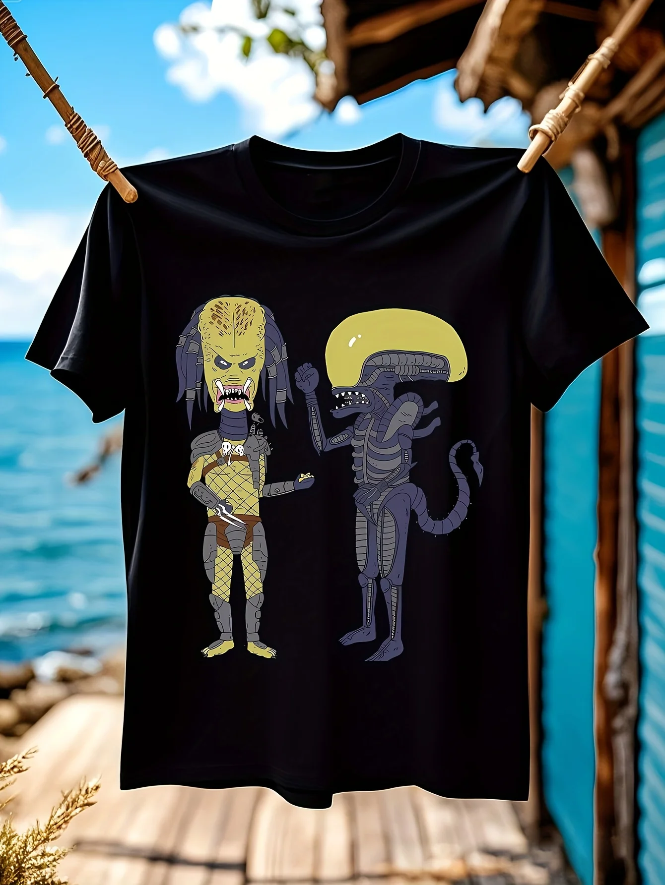 Забавная черная футболка Alien Vs Predator X Beavis and Butthead Hunter and Xenomorph, дешевая распродажа, хлопковые рубашки для мальчиков, черные