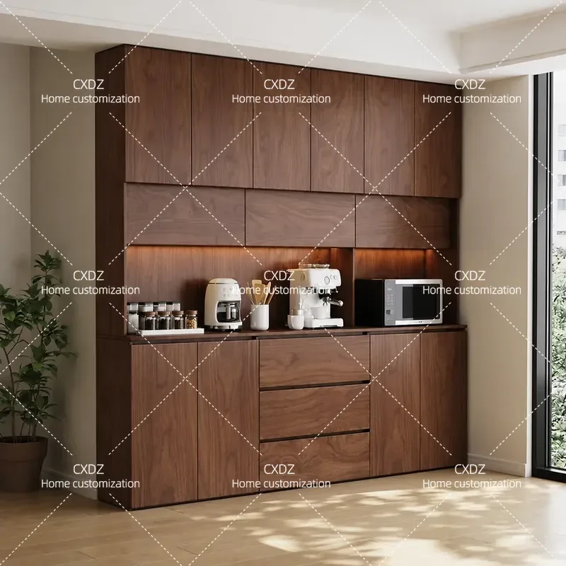 All Solid Wood Oak Dining Side Cabinet Antique Style Wine Storage Glass Cupboard Household Entryway Console Table Furniture
