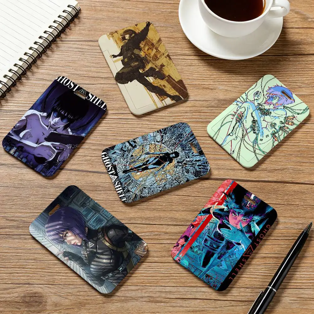 Anime G-Ghost In The Shell Card Holder Employee Card Cover Lanyard Work Business ID Badge Holder Name Tag Cards Case