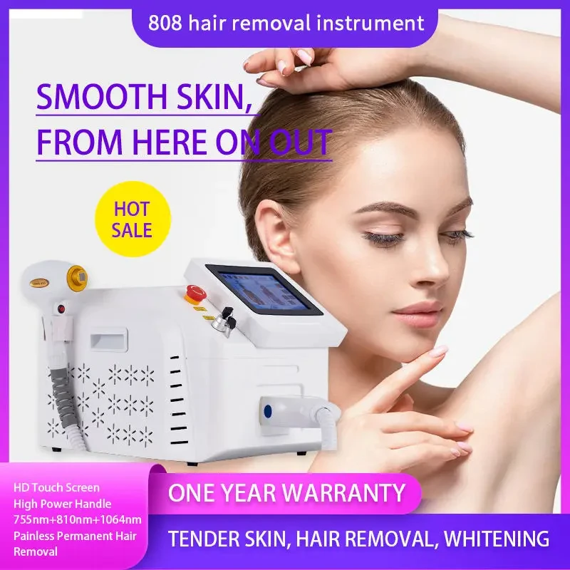 

Portable 808 Diode Laser Hair Removal Machine 3 wavelengths Painless Whole Body Hair Remove Skin Rejuvenation