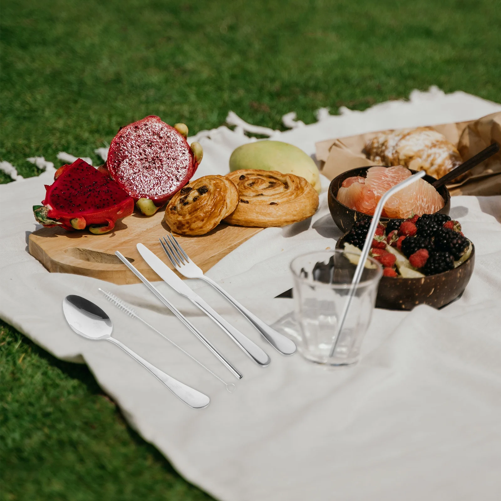 

1Set Durable Metal Chopsticks Silverware Case Portable Travel Utensils Spoon Fork Set for Camping Picnic Travel Silverware