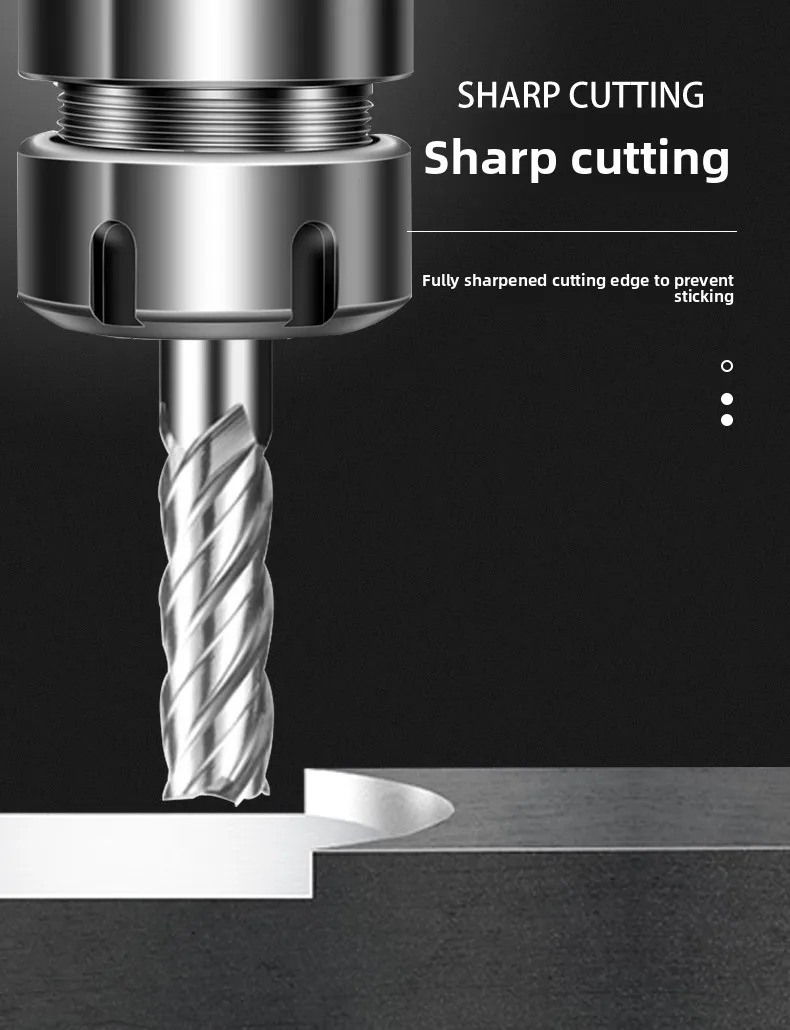 HRC75 Cermet-Schaftfräser, hochglänzend, flacher Boden, CNC-Vertikalfräser für Stahl, Fräswerkzeug – Detail 1