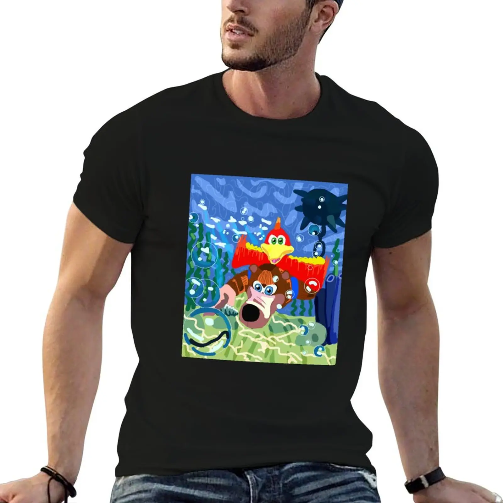 

Banjo Kazooie on a Swim T-Shirt t shirt man plain man t shirts graphic T-Shirt