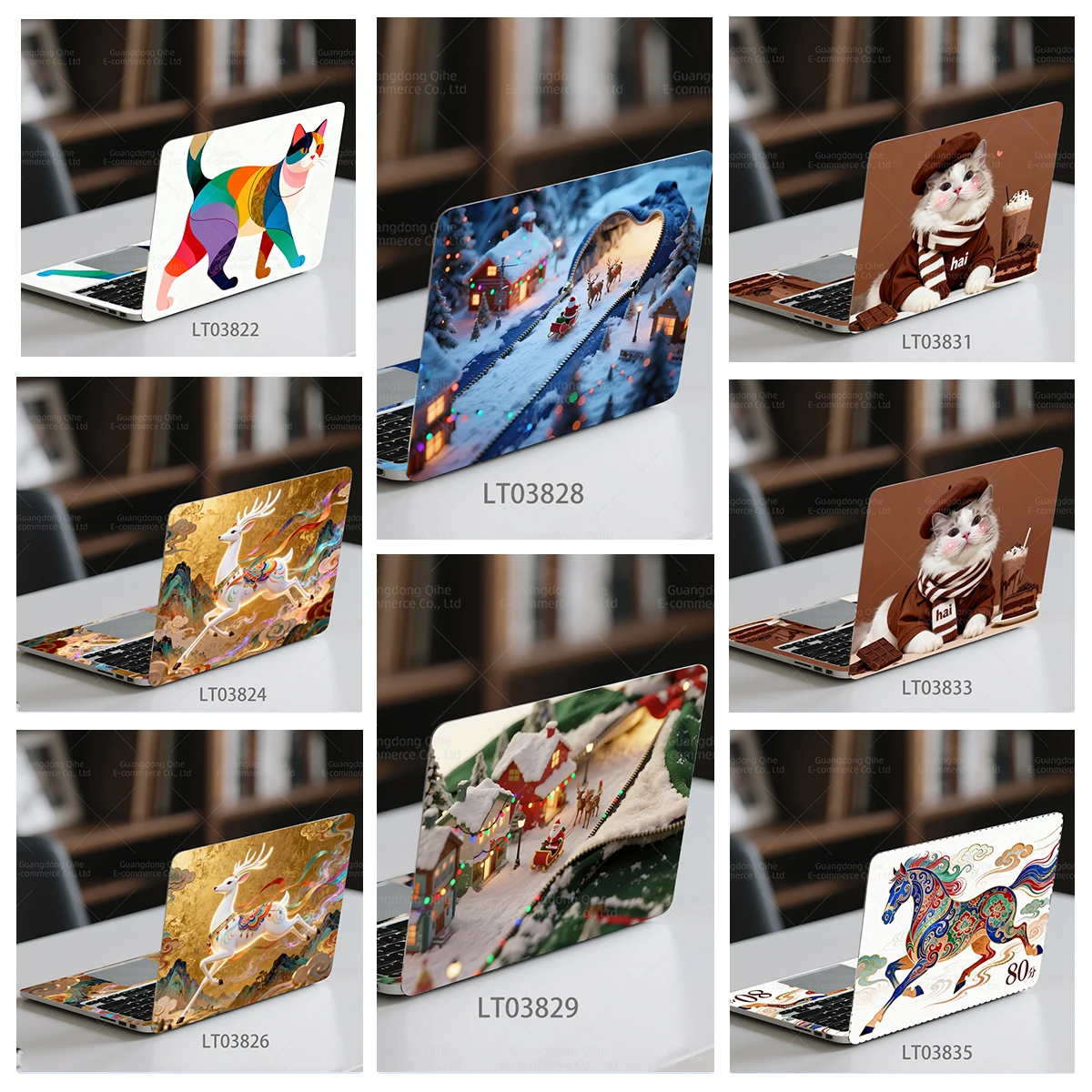 

Creative Xmas Town Nine-color Divine Deer Caramel Coffee Cat Notebook Stickers, 2 Sheets Waterproof Wear-resistant