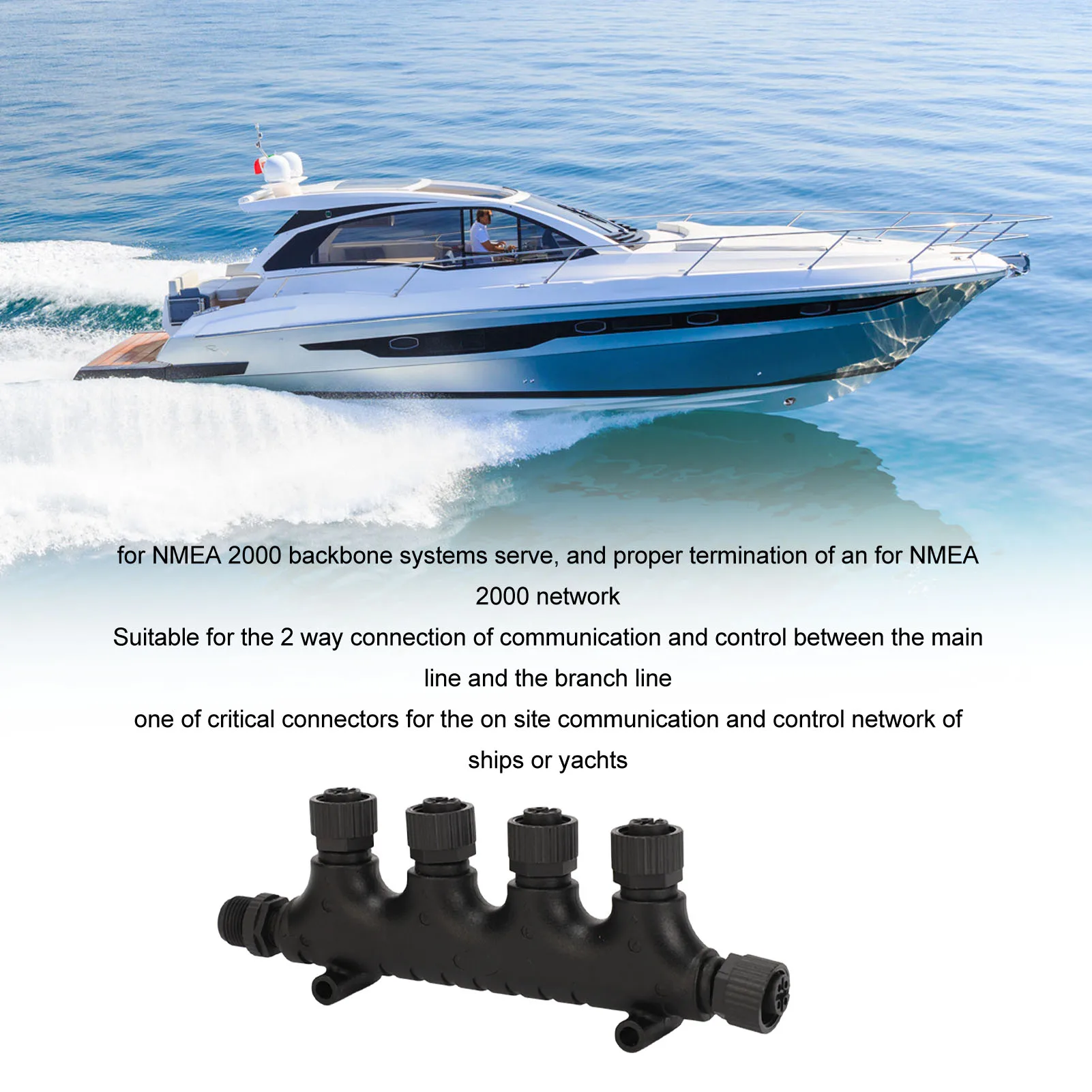 

Соединитель-тройник NMEA 2000 N2K на 4 порта, M12, 5-контактный, IP67, из ABS-пластика, водонепроницаемый, для морских сетей Lowrance на судах и яхтах