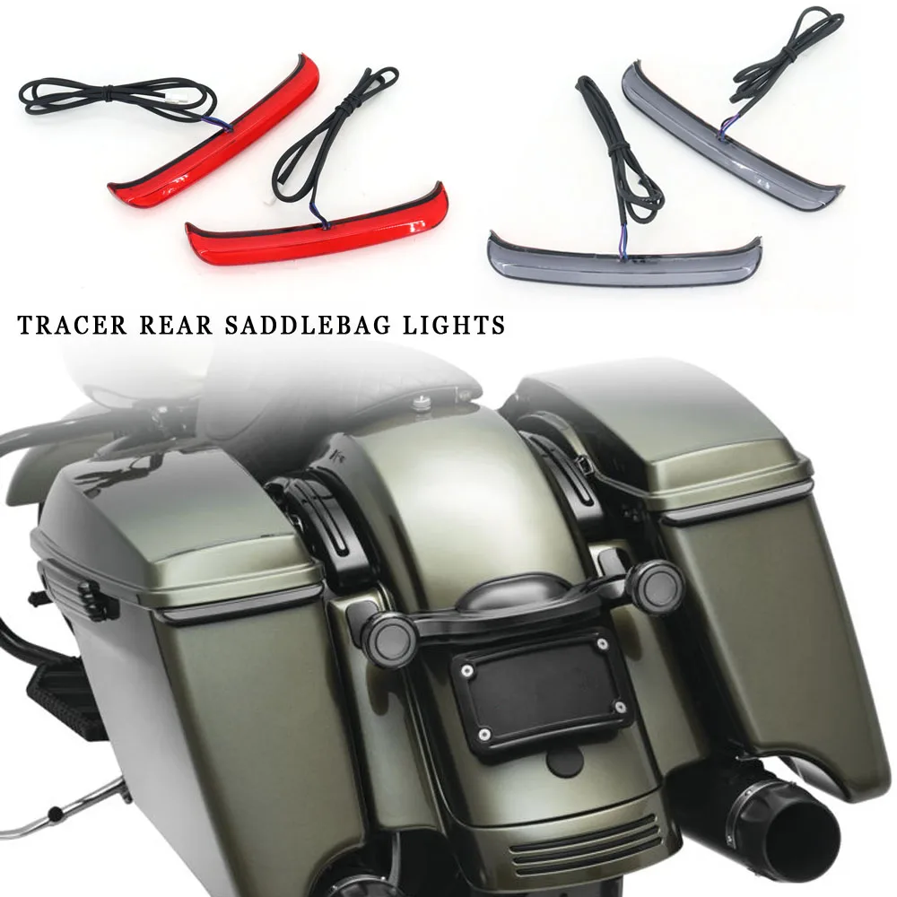 

For Harley Touring Road King Street Glide FLHR CVO Motorcycle Smoke Tracer Rear Saddlebag LED Turn/Brake Lights 2014+