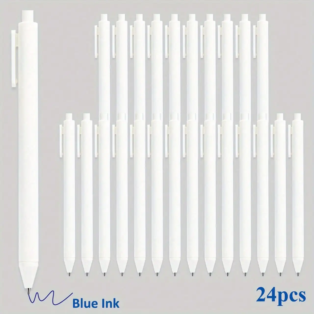 24 Pieces/set Ballpoint Pen with Blue Ink, Light and Portable, 1.0 Mm Tip, Pleasant Writing Suitable for Office and As A Gift