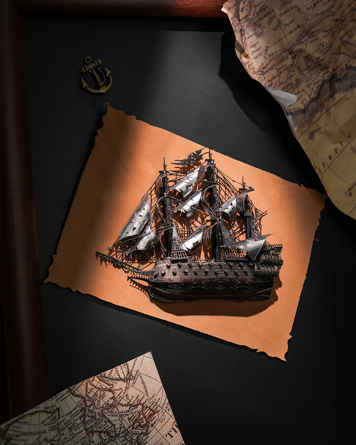 Assembled Flying Dutchman Pirate Ship 3D Metal Fridge Magnet