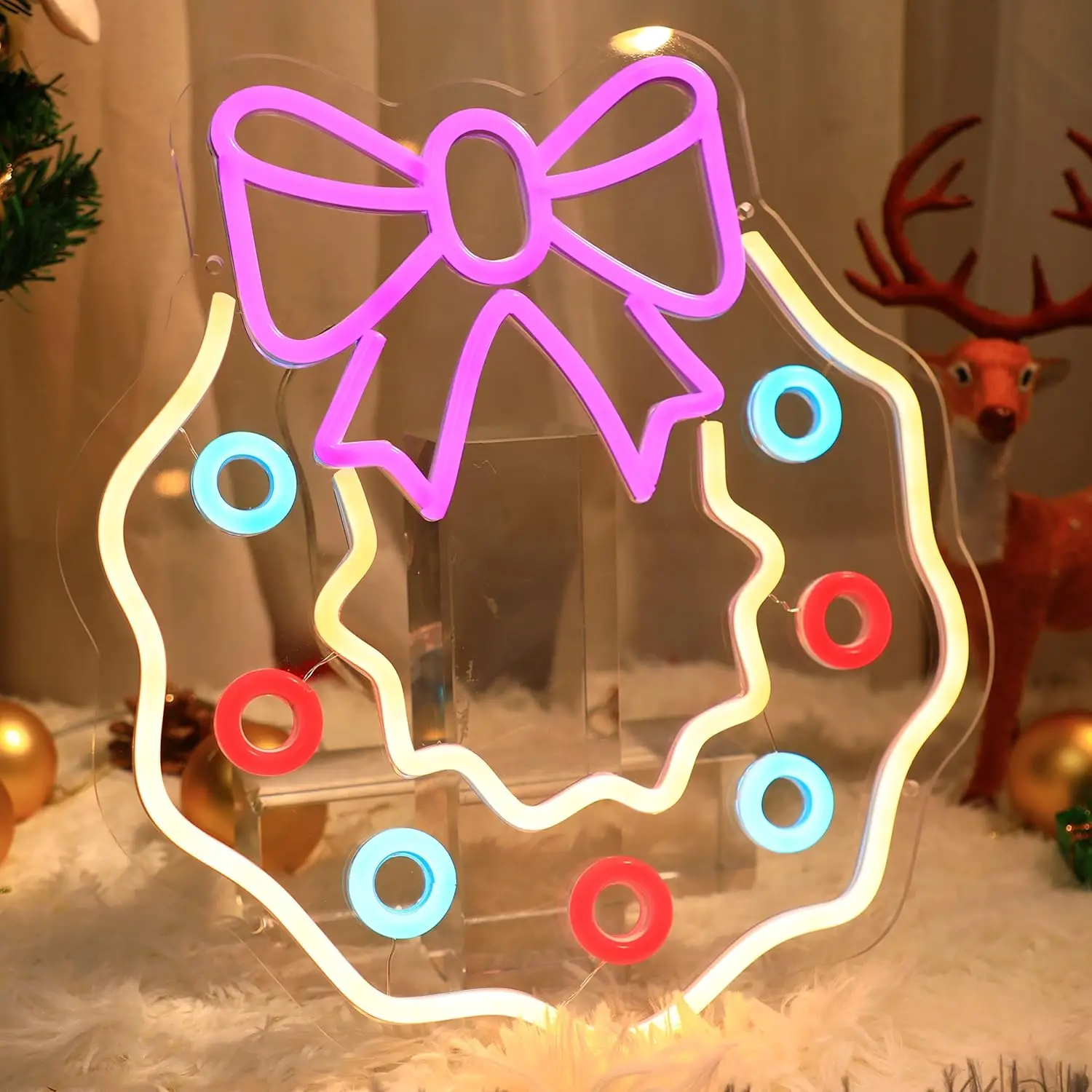 دونات النيون عيد الميلاد LED النيون ضوء جدار ديكور للأطفال غرفة نوم الزفاف بار نادي هدية الكريسماس لصديق USB بالطاقة #5