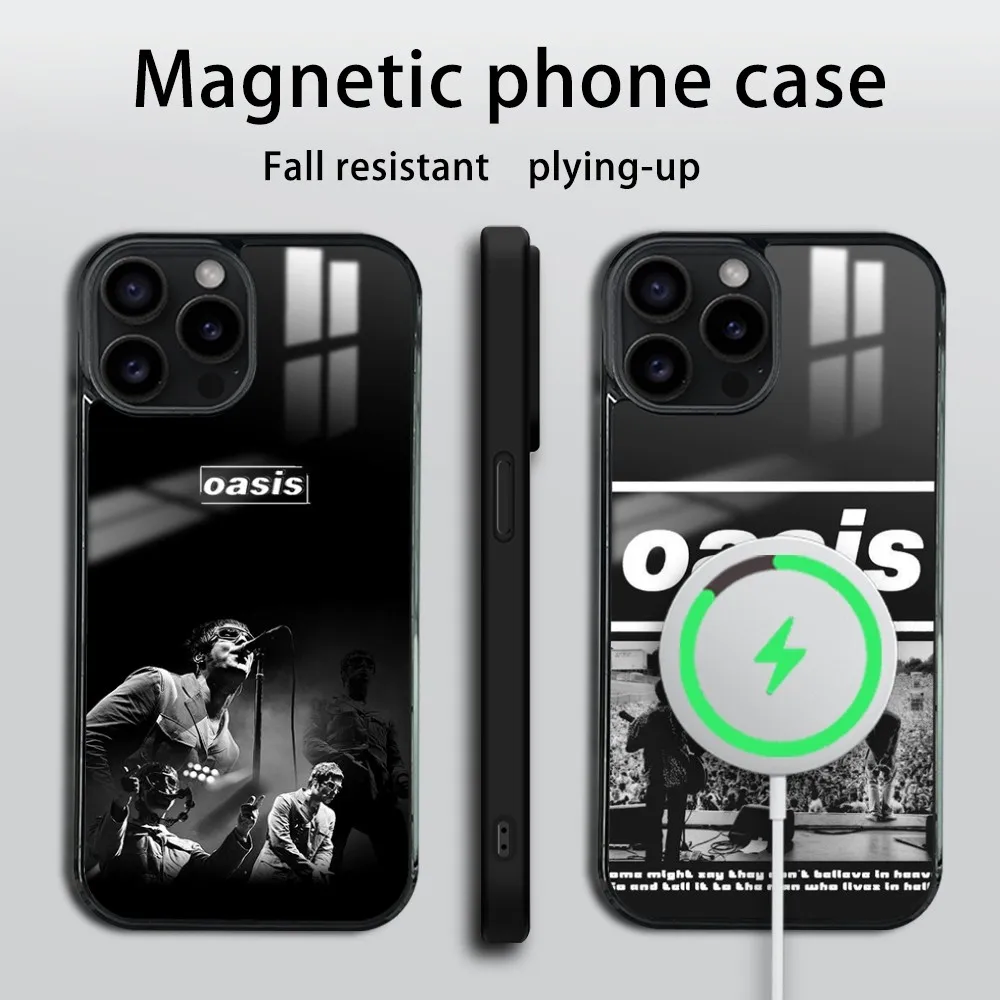 O-Oasis Band Phone Case For iPhone 16 15 14 13 12 11 PRO MAX PLUS Mini Magnetic wireless mirror phone case