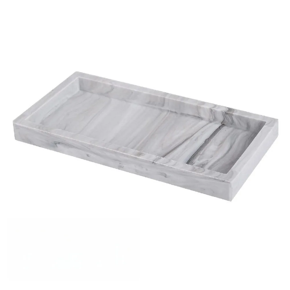 Thickened Bathroom Counter Tray Rectangular Shatterproof Soap Dispenser Tray Lightweight Bathroom Vanity Organizer Bathtub