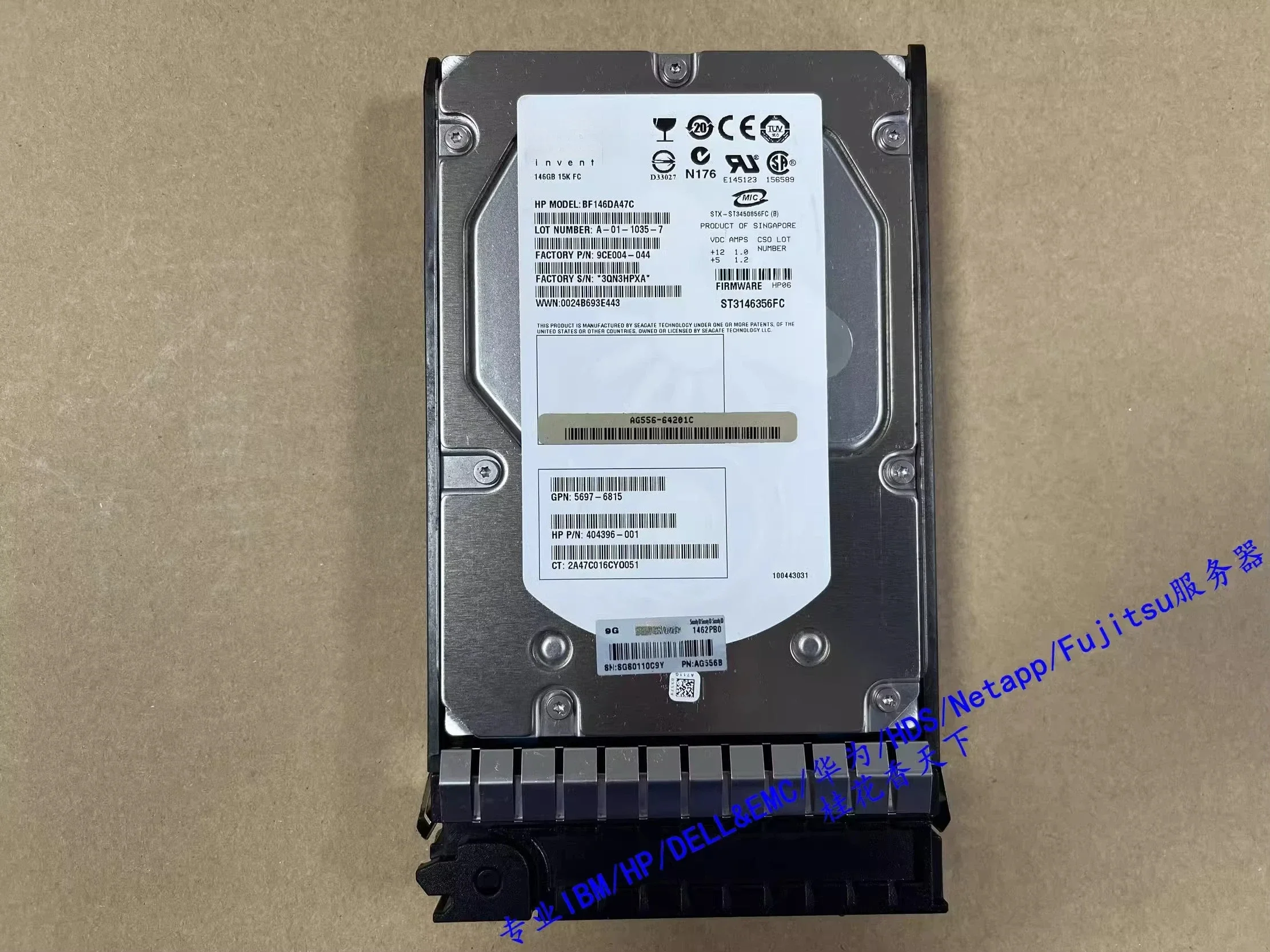 

Используется для HP 454410-001 AG556A 146G 15K FC 3,5-дюймовый жесткий диск EVA Storage