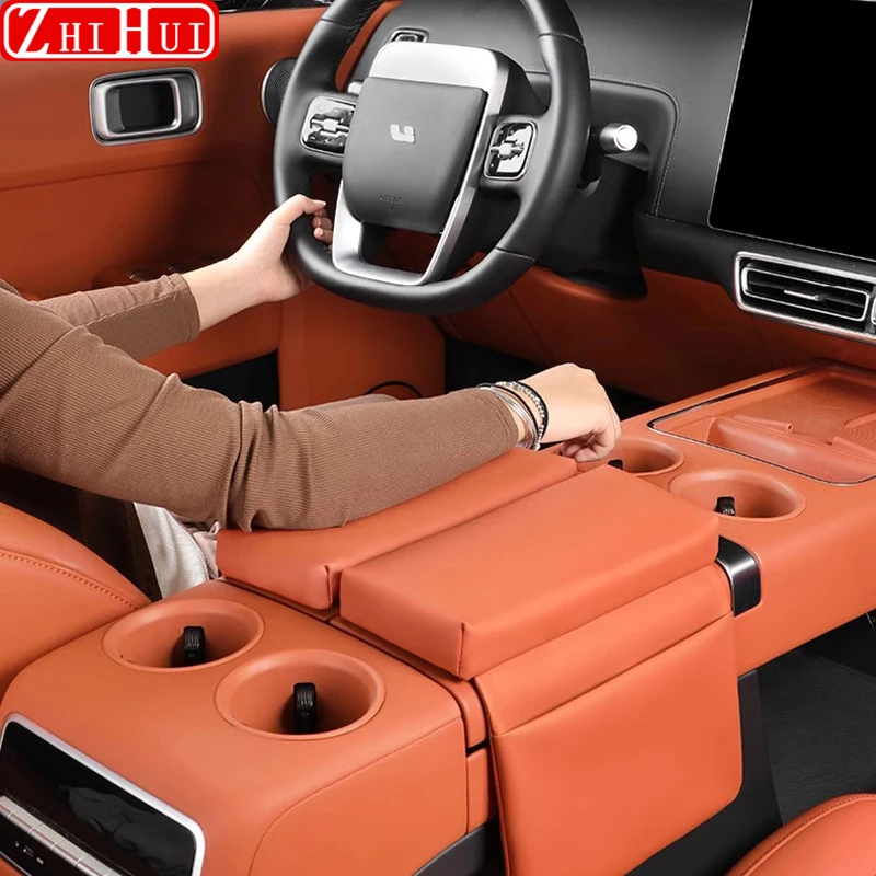 For Li Lixiang L6 L7 L8 L9 Car Styling Armrest Box Height Increase Pad Leather Protective Cover Storage Bag Auto Accessories