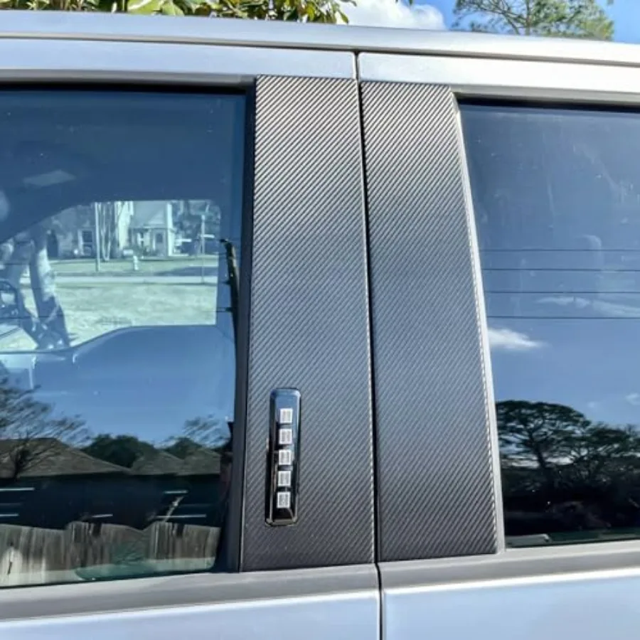Fade & Scratch Resistant, Strong Adhesion, Mods Parts, 1-Year Warranty,Real Carbon Fiber B-Pillar Trim for 2015-2026 Ford F150 W/Keypad | 3K Twill Weave, High Luster, Decor Sticker
