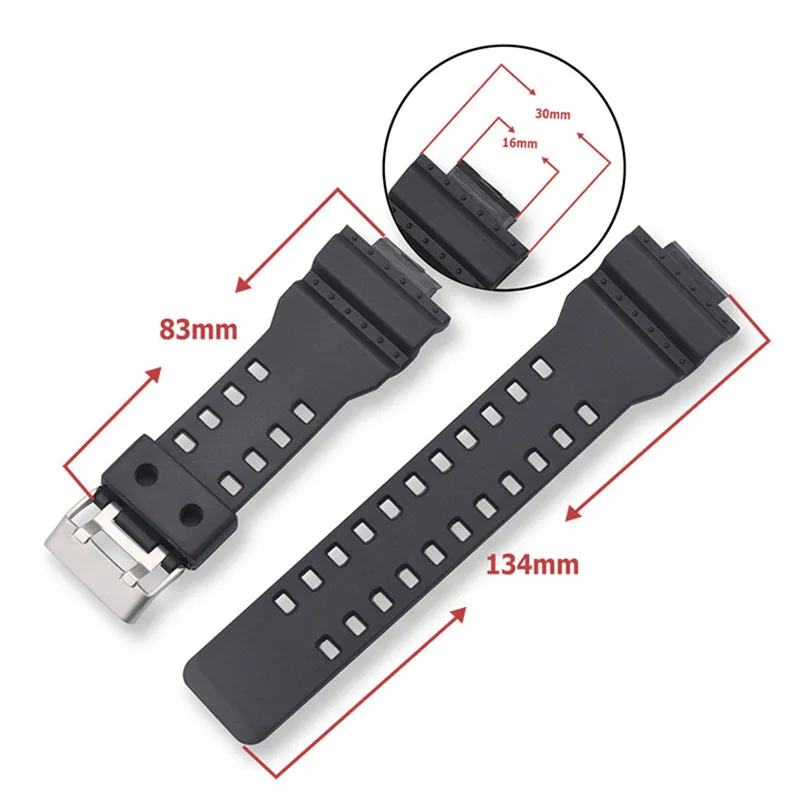 Silicone Rubber Watch Band Strap Fit For Casio G Shock GA110 GA100 400 Replacement Black Waterproof Watchbands16mm Accessories