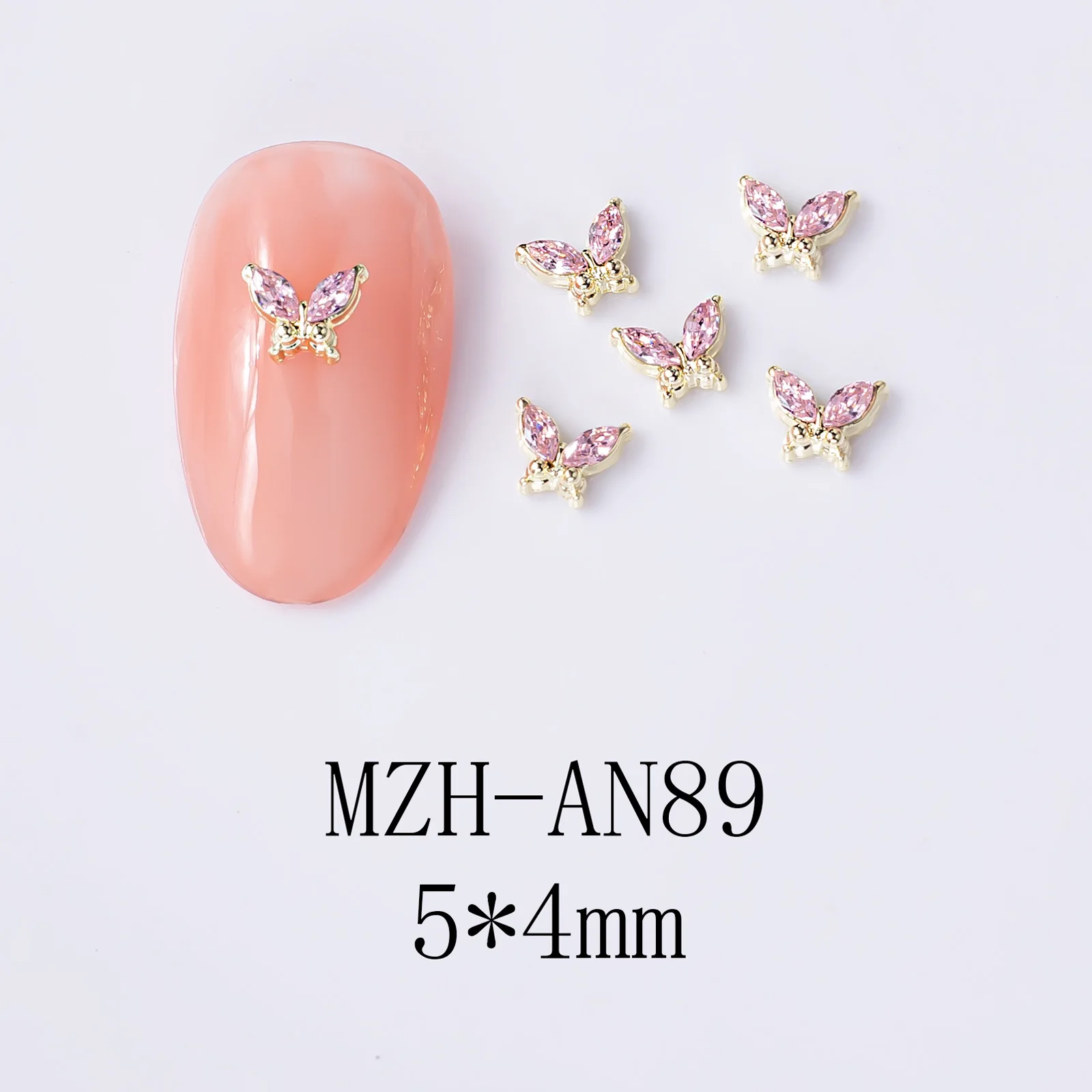 10 pçs/lote liga arte do prego encantos forma de borboleta pedra gemas acessórios da arte do prego ornamentos de metal jóias para manicure peças do prego