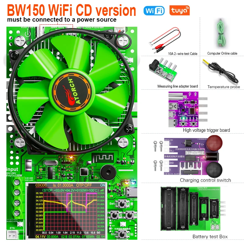 ‌ Tuya WiFi slimme batterijtester 18650-capaciteitsmeter USB elektronische belasting interne weerstandsdetector met realtime APP-monitor