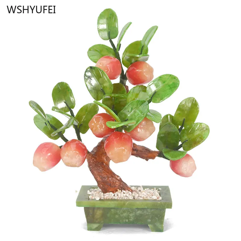 Natural jade simulation tree bonsai TV cabinet, bedroom, shop, office decoration, flower rack home accessories decor feng shui