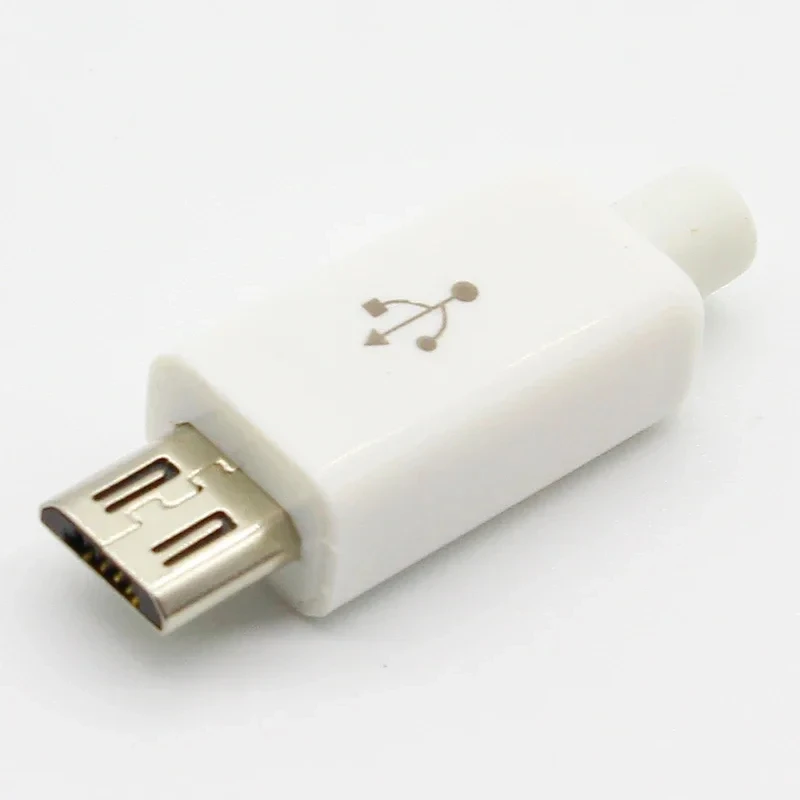 5/10pcs Micro USB 5PIN Welding Type Male Plug Connectors Charger 5P USB Tail Charging Socket 4 in 1 White Black
