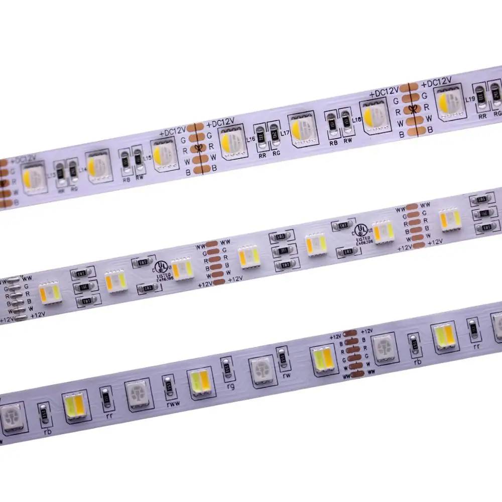 

12mm PCB RGBCCT LED Strip 5050 12V/24V 4in1 5 in1 Chips 84leds 60leds 96leds 120LEDs/m 5m/lot RGBW RGBWW LED Strip Light 5m/lot.