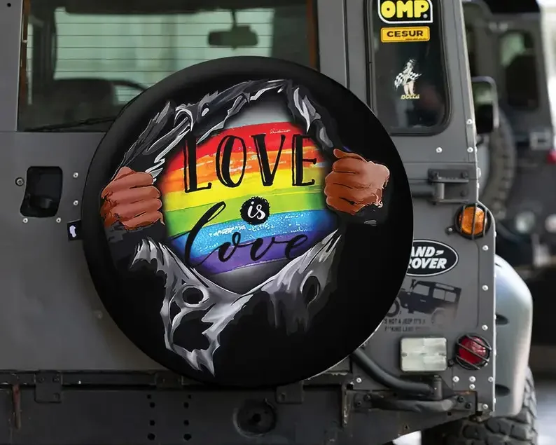 Love is love Spare Tire Cover, LGBT Lover  Spare Tire Cover, Car Accessories, Funny  gift, Backup Camera or Not, Great G