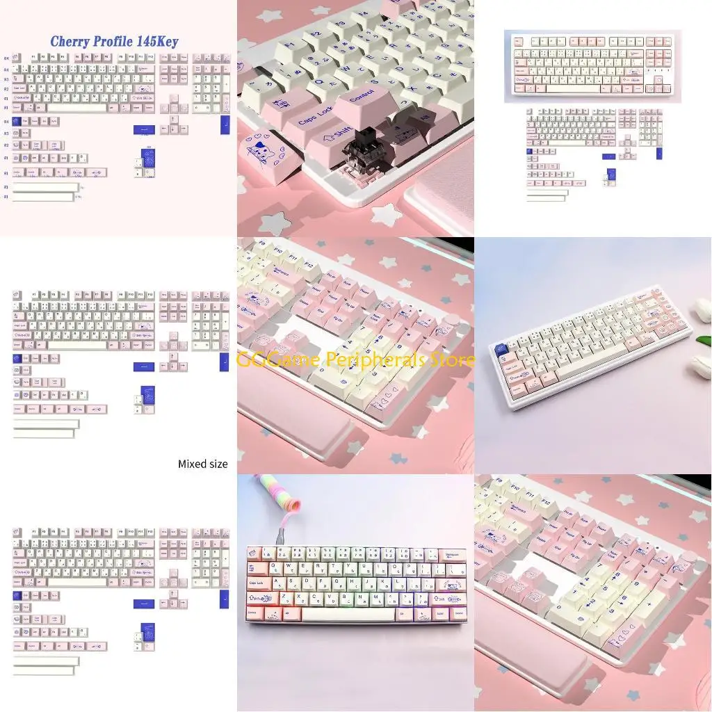 

U55B Thick PBT Keycaps 145 Pussycat Theme Dye Subbed Pink Keycap CherryProfile