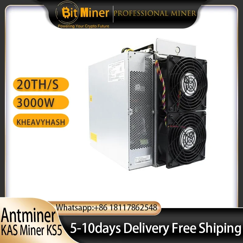 New BITMAIN Antminer KS5 Pro 21T 3150W Kaspa Miner KAS kHeavyHash Air-cooling Miner With PSU, Crypto Pay Only