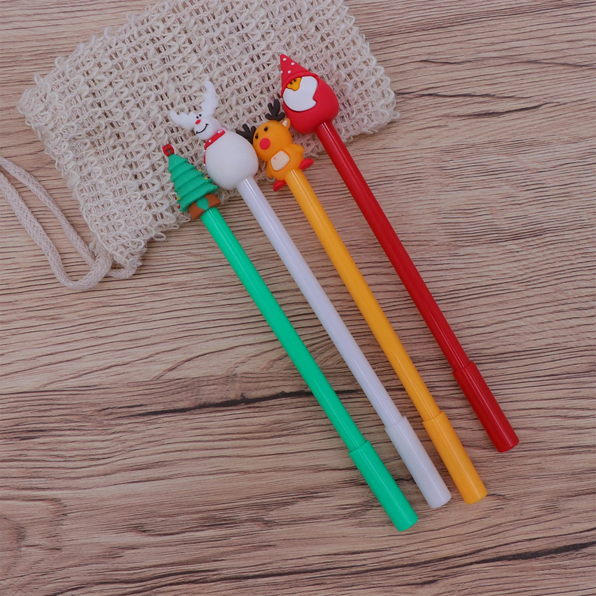 

8 Pcs Christmas Ballpoint Pens Snowman Santa Claus Elk Pattern Writing Student Stationery Supplies Cute Cartoon Design Long