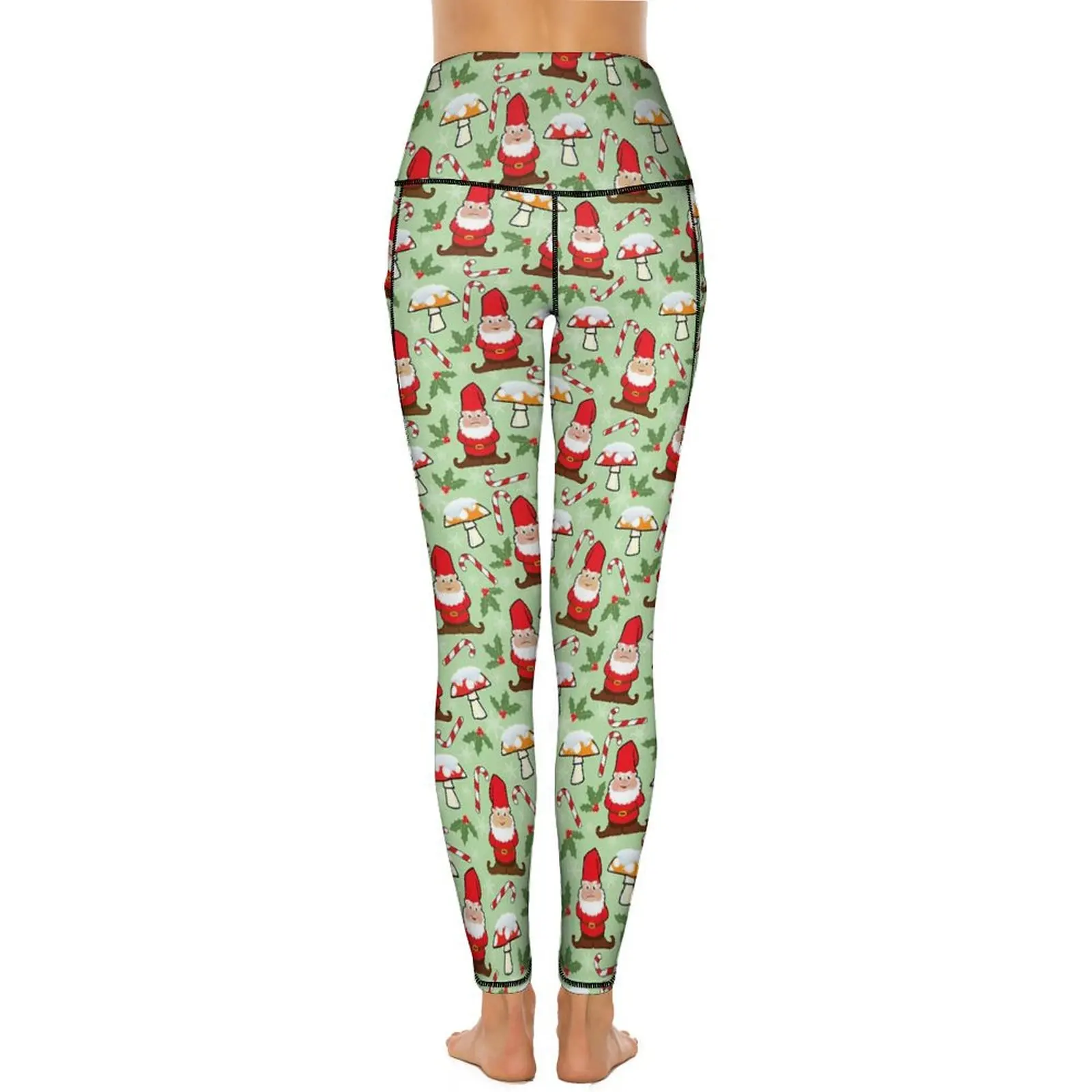 Leggings navideños de gnomos de Papá Noel, pantalones de Yoga sexis para hacer ejercicio, mallas deportivas elásticas con realce y bolsillos, mallas estampadas estéticas