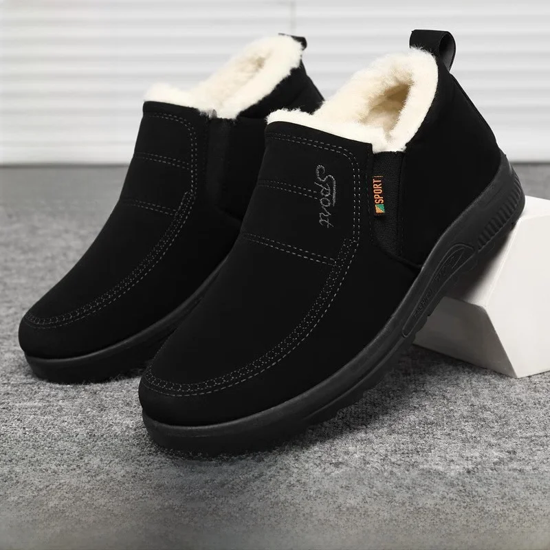 

Old Beijing Men's Cotton oes Winter Thiened Warm Slip-On Anti-slip Soft Bot ly Dad Cloth oes Polyester Fiber