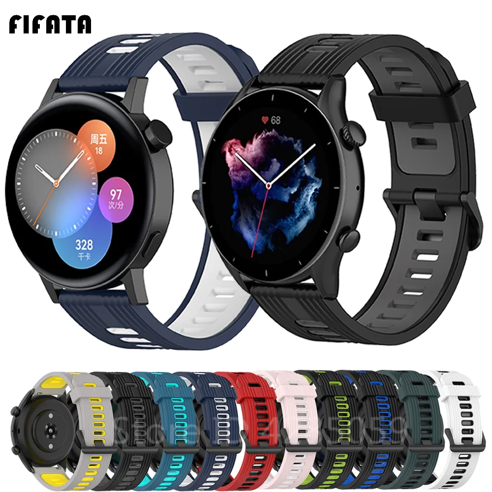 Watchband For Huawei Watch GT3 GT 3 42 46mm Sliicone band Bracelet For Huawei GTrunner Amazfit GTR 3 pro strap metal button