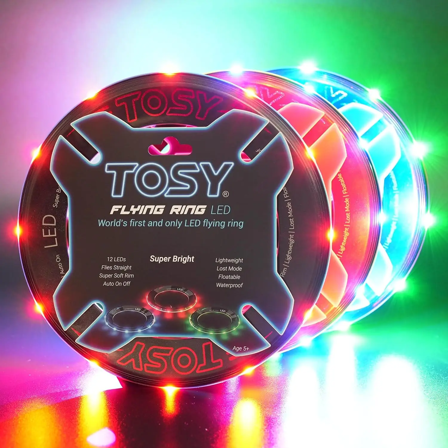 

12 LEDs, Super Bright, Soft, Auto Light Up, Safe, Waterproof, Lightweight Frisbee